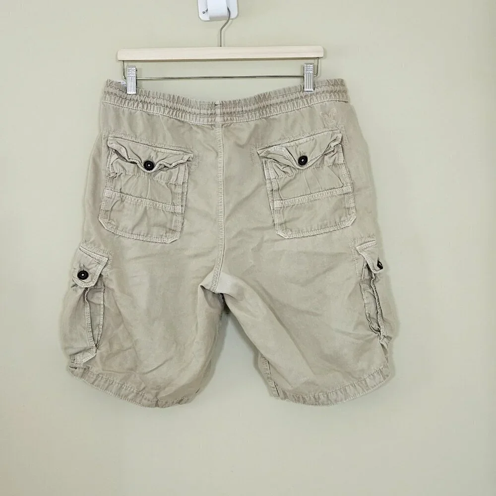 American Eagle Shorts Mens L Beige Cargo Utility Pockets Outdoor Gorpcore Grunge